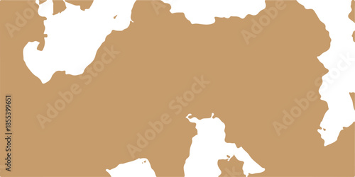 Vector illustration of a vintage 3D atlas map and old paper featuring a dog silhouette with abstract European country borders and world geography outlines for national travel design