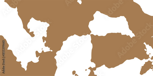 3D illustration of a brown paper texture background featuring a vector map of Europe with country borders and silhouettes of Germany and Spain for world geography and travel cartography
