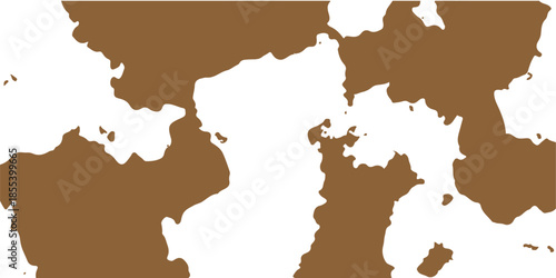 A grunge world map illustration featuring a 3d brown background with isolated country borders, continents like America and Europe, and detailed vector atlas silhouettes for global geography and cartog