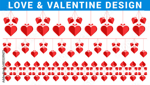 Seamless Red Heart Pattern Background for Love and Valentine Design
