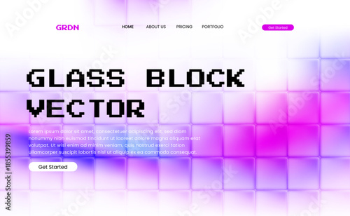 Gradient glass tile background with colorful pixel effect