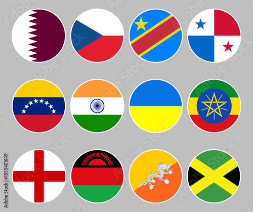 Circle Vector Flags. national flag icon set. countries flag set