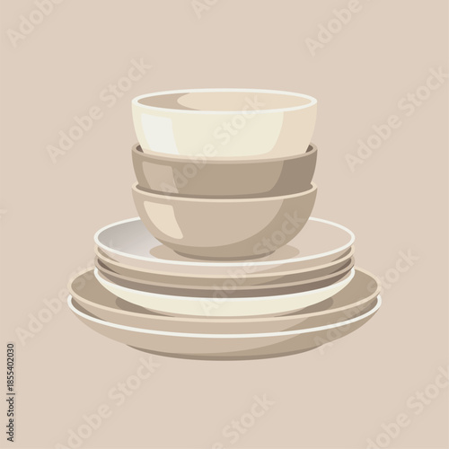 Stack of Ceramic Bowls and Plates.