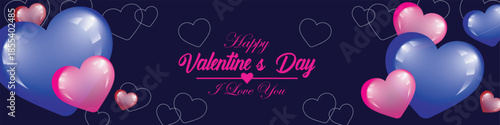 Valentine s day illustration with heart shaped balloons and romantic text