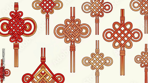 Vibrant Chinese New Year Celebration Pattern Featuring Traditional Symbols and Ornaments
