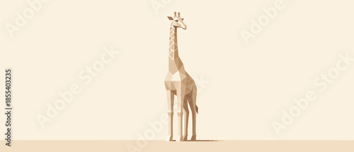 Stylized Giraffe Standing Tall Against a Neutral Background.