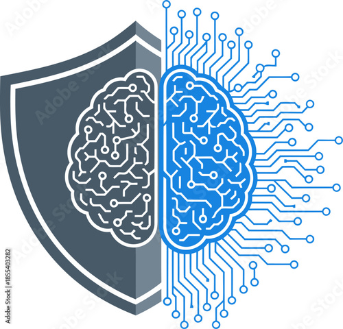 A shield protects a brain interwoven with circuit boards, symbolizing secure data. Modern, digital, and protective design. "Secure Your Data" text overlay.
