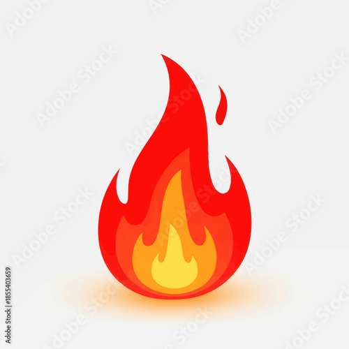 Stylized Fire Flame Illustration with Red and Yellow Colors.