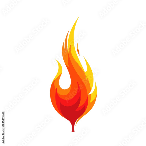 Stylized Fire Flame Illustration with Vibrant Colors and Dynamic Shapes.