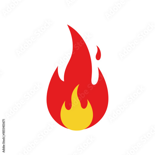 Stylized Flame Icon with Red and Yellow Colors.