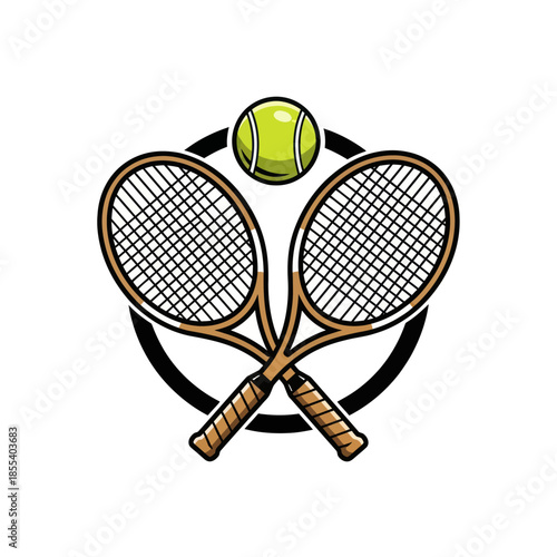 Tennis Rackets and Ball Emblem A Symbol of the Sport.