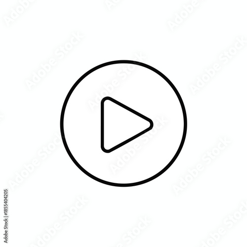 A white background with a centered, black-outlined play symbol inside a circle