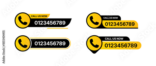 Call us now button design template black and yellow.