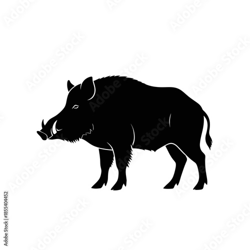 Silhouette of a wild boar with prominent tusks.