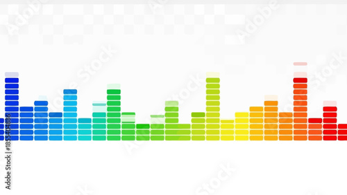 Colorful Music Equalizer Bars Spectrum on Bright White Background