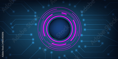 Vector illustration. Futuristic abstract eye on a circuit board, advanced computer technology. technology modern.design modern.