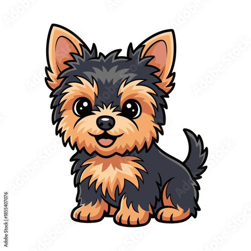 Adorable Yorkshire Terrier Puppy with Big Eyes and a Sweet Smile.
