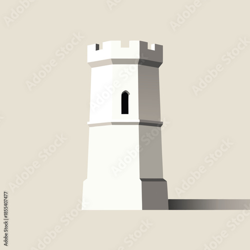 White Medieval Tower with Shadow.