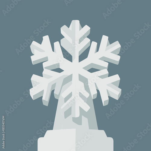White Snowflake Decoration on Pedestal.
