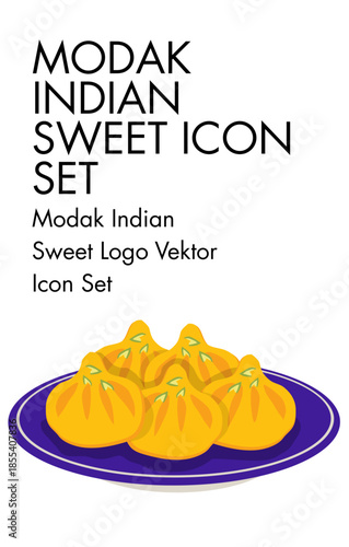 Modak indian sweet logo vector icon set
