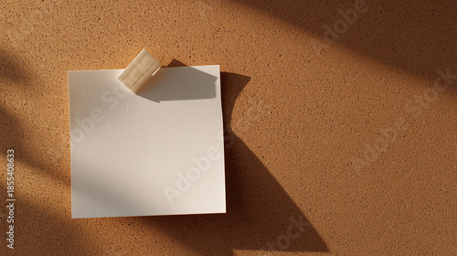 blank note pinned on cork board, empty paper on corkboard background, minimal memo note with push pin
