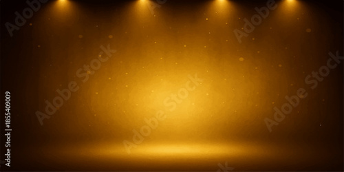 An abstract stage background featuring a dark blue night sky design with a bright spotlight glow and motion flare rays illuminating the space in this artistic illustration backdrop