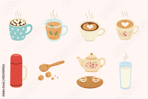 Cozy Lifestyle Breakfast Clipart Illustration Set