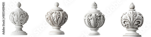 Elegant White Stone Finials Isolated on White