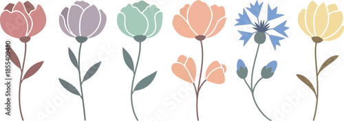 Seamless colorful floral pattern with flowers and leaves