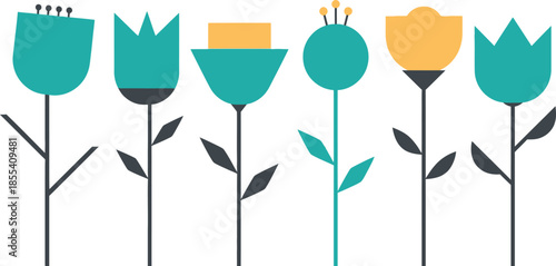 Vector illustration of spring flowers with abstract background and floral elements