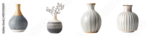 Modern Ceramic Vases Collection on White Background - Home Decor Accents