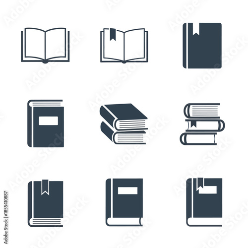 Collection of book icons representing knowledge learning and literature.
