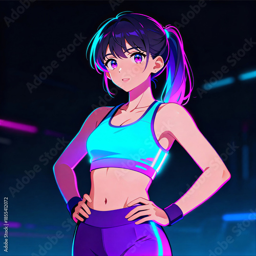 Confident Young Woman Workout Vector Illustration