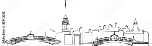 Dublin city skyline continuous black single line art illustration isolated