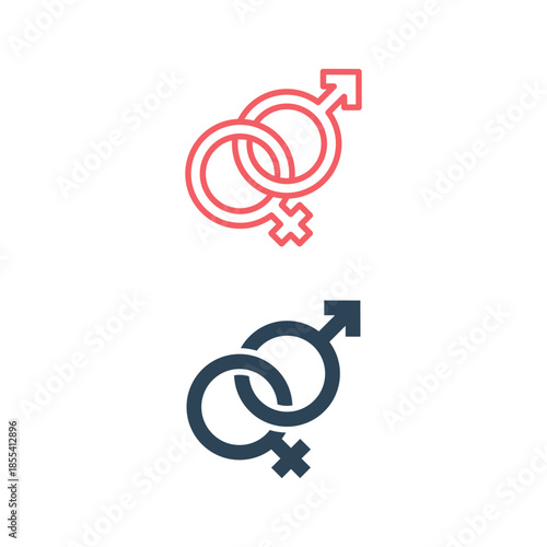 Sex symbols, gender unisex icons set flat vector simple isolated illustration signage template design trendy