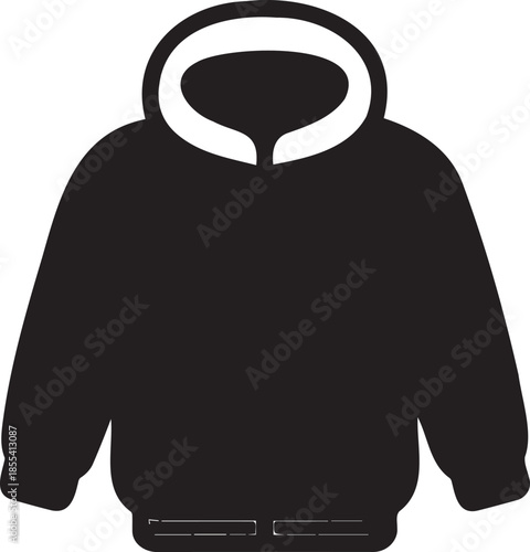 Black Hoodie Sweatshirt Vector Icon Isolated with White Hood Lining