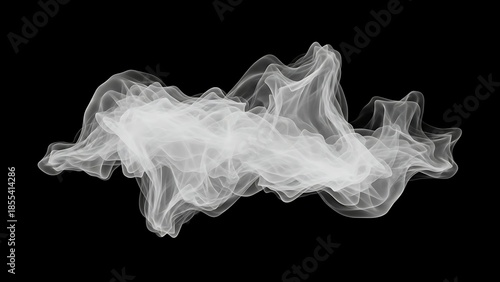 High Resolution Abstract White Smoke Cloud Swirl on Black Background Texture