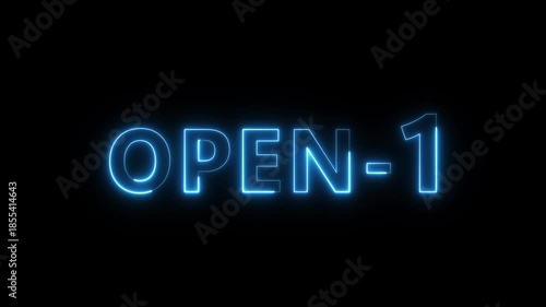 Open 1 hours text animation. Neon number animation.