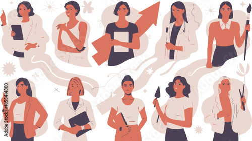 Diverse portraits of women representing various professions, aspirations, and individual empowerment