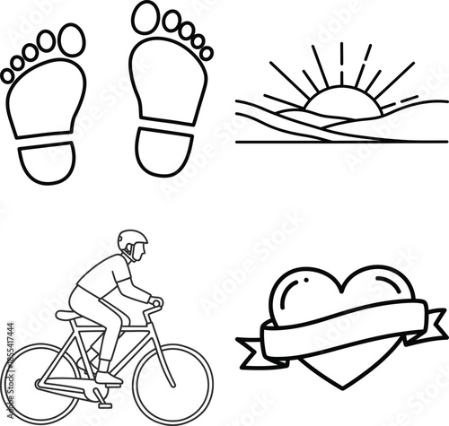 Cycling to the sunrise with love and footsteps