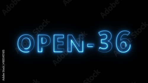 Open 36 hours text animation. Neon number animation.