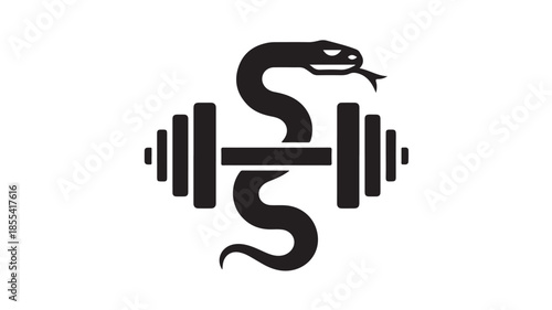 Snake Lifting Dumbbell Fitness Logo on White
