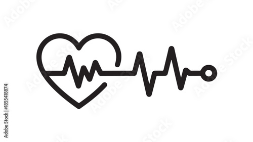 Heart Rate Line Icon on White Background