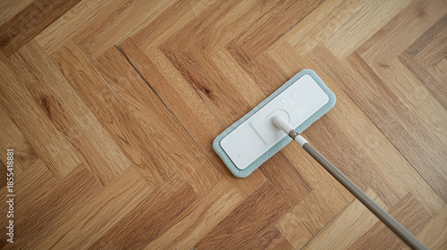 cleaning mop on a wooden floor