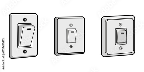 Standard Electrical Wall Switches Showing Power Off and On States Vector Graphic Design