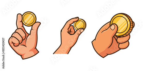 Hand Gestures Holding Shiny Gold Coins Financial Literacy Savings and Payment Collection Icon