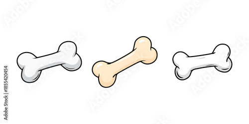 Cartoon Bone Vector Set Graphic Elements White Background Pet Food and Animal Themes
