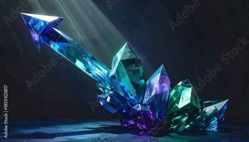 Wallpaper Mural Abstract Crystal Cluster with Light Rays. Torontodigital.ca