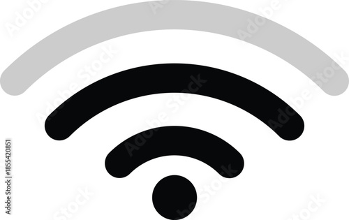 Wi Fi signal with gray and black curved lines on white WiFi 1
