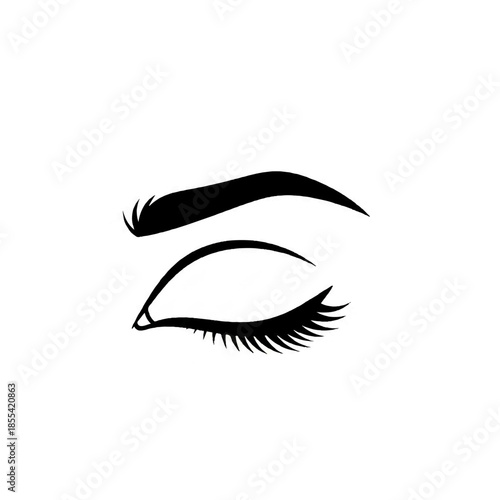 Closed Eye and Eyebrow Illustration
